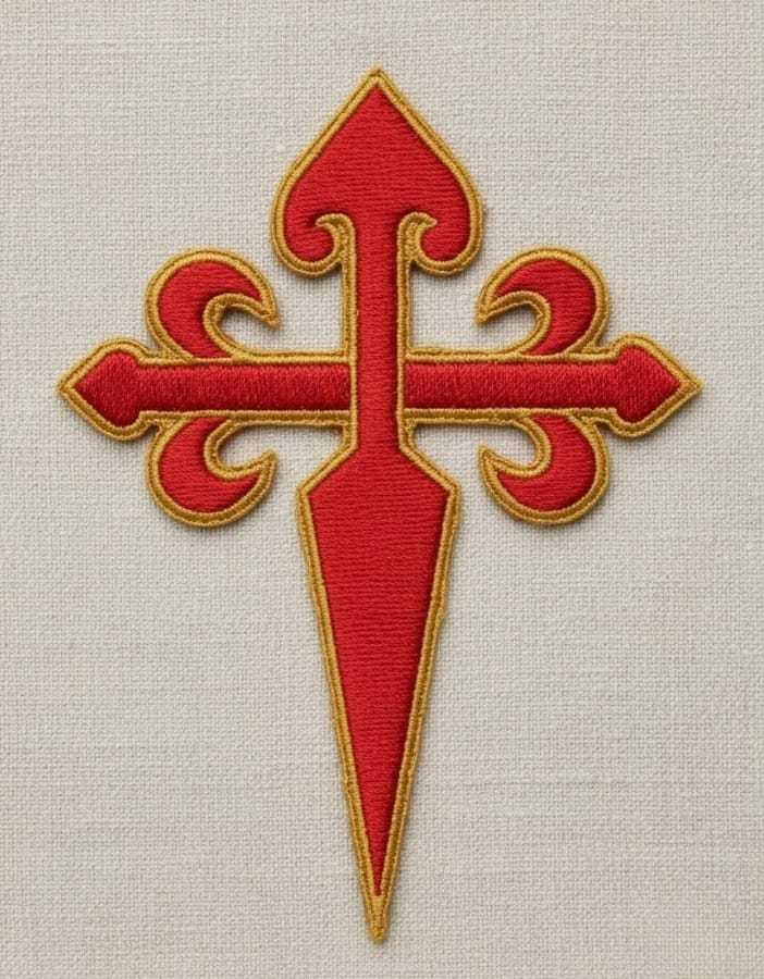 Red Cross of Saint James symbol, one of the Symbols of El Camino