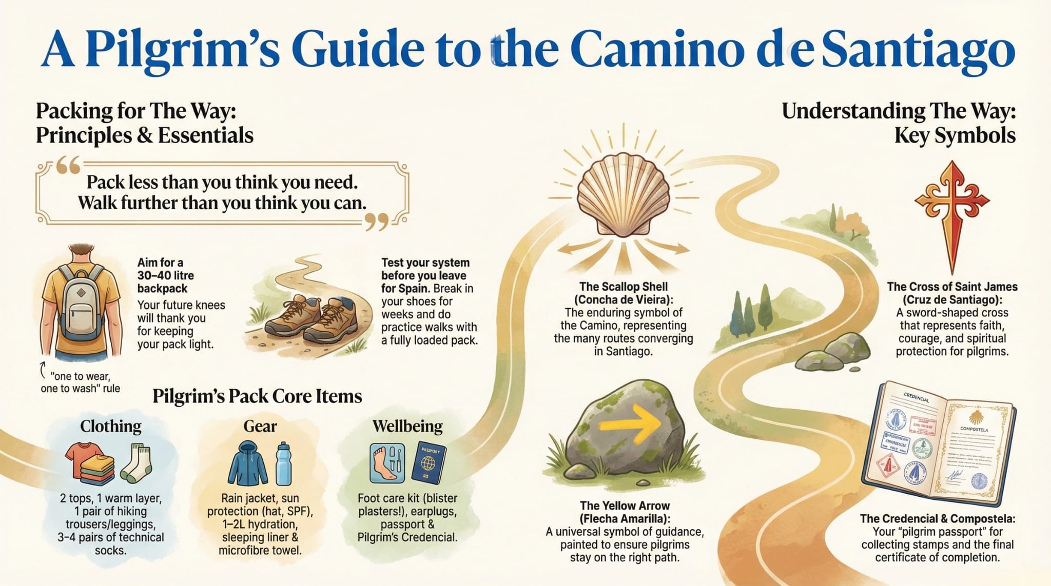 A Pilgrims Guide to preparation and packing for the Camino De Santiago