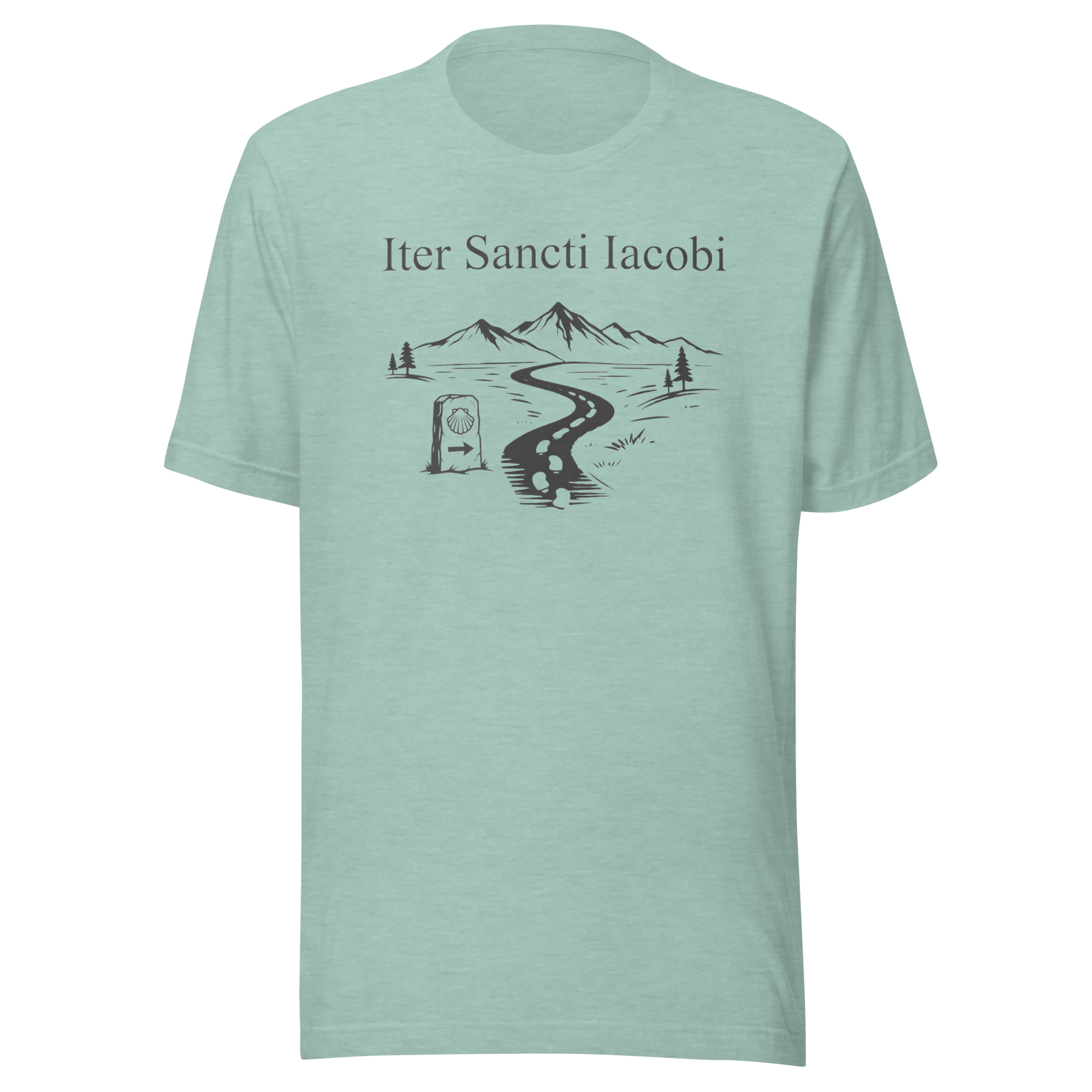 Iter Sancti Iacobi | Landscape | Charcoal Grey | Unisex Tee - Image 4