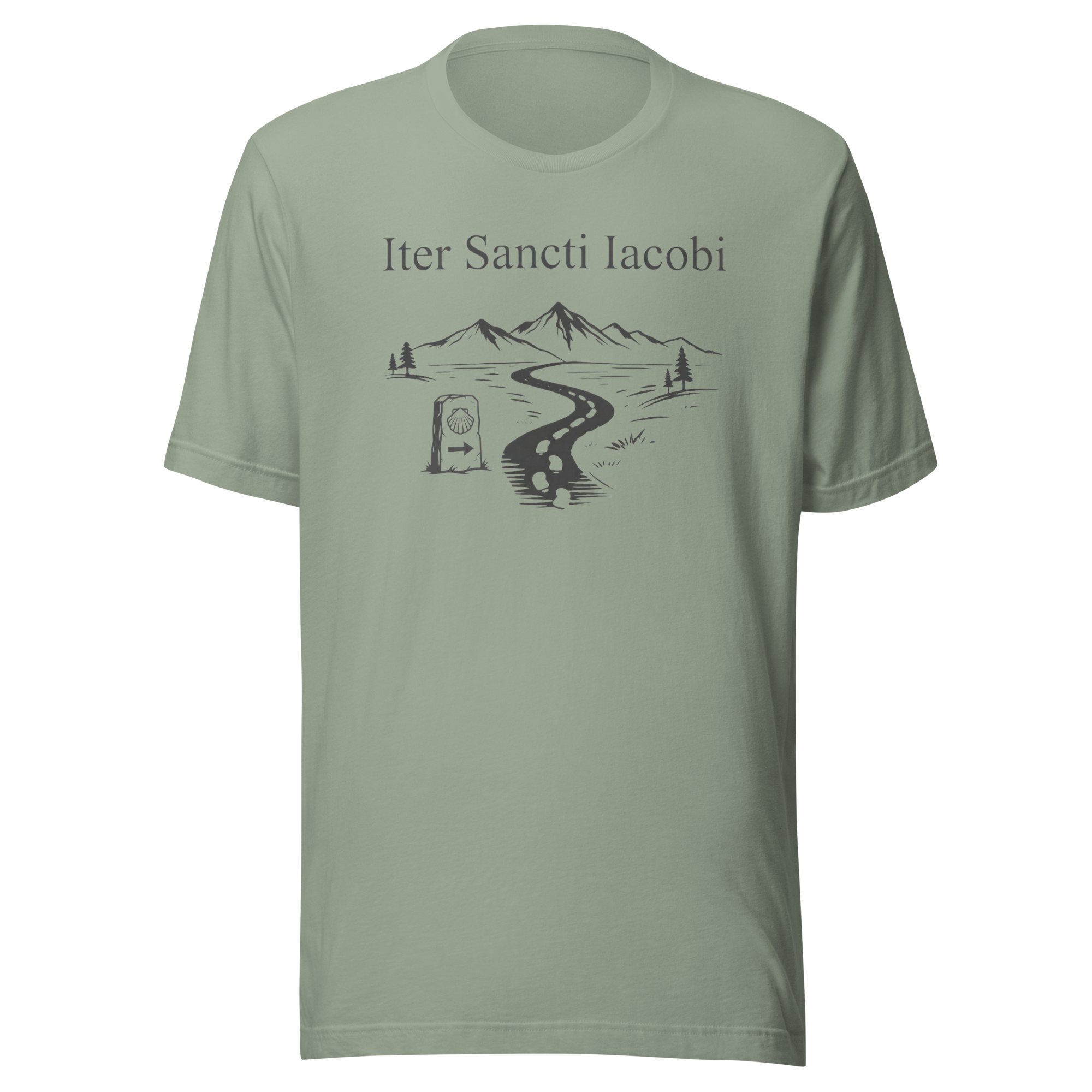 Iter Sancti Iacobi | Landscape | Charcoal Grey | Unisex Tee - Image 2