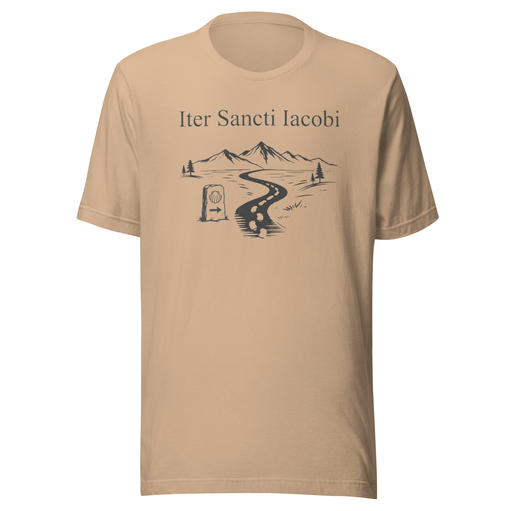 Iter Sancti Iacobi | Landscape | Charcoal Grey | Unisex Tee - Image 3